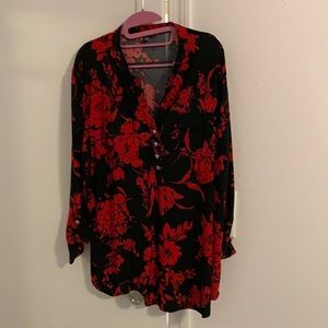 Ava & Grace red/black floral print tunic. XL New